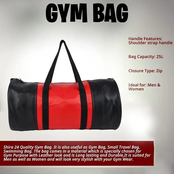 Black_And_Red_Synthetic_Leather_Gym_Bag_With_Shoulder_Strap