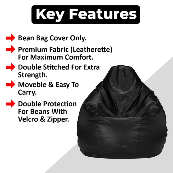 Black_Tear_Drop_Bean_Bag_Cover_Without_Beans