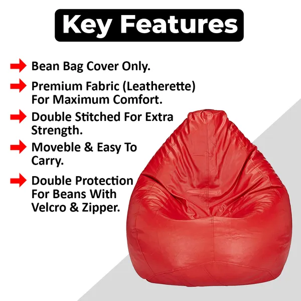 Red_Tear_Drop_Bean_Bag_Cover_Without_Beans
