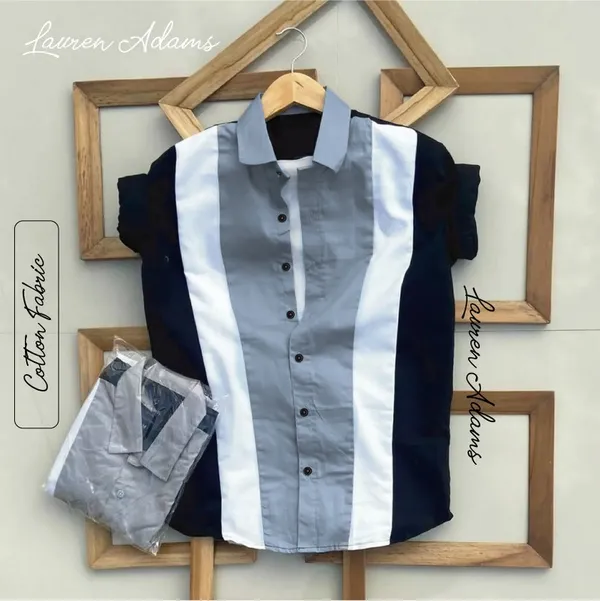 _Men_Color_Block_Casual_Black,_White,_Silver_Shirt