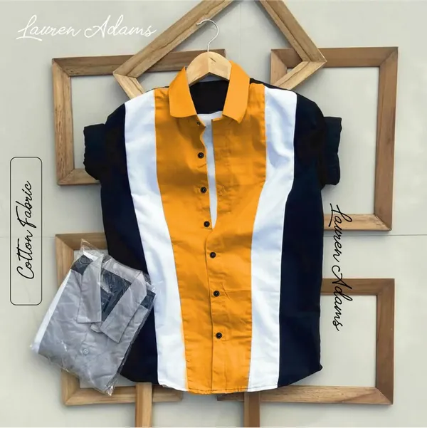 _Men_Color_Block_Casual_Black,_White,_Yellow_Shirt