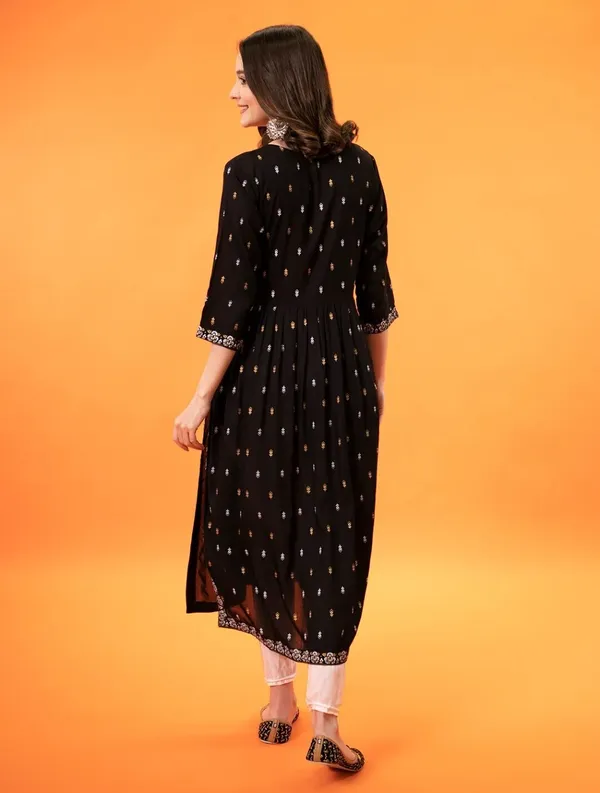 Black_Printed_Ethnic_Dress_Kurta_For_Women