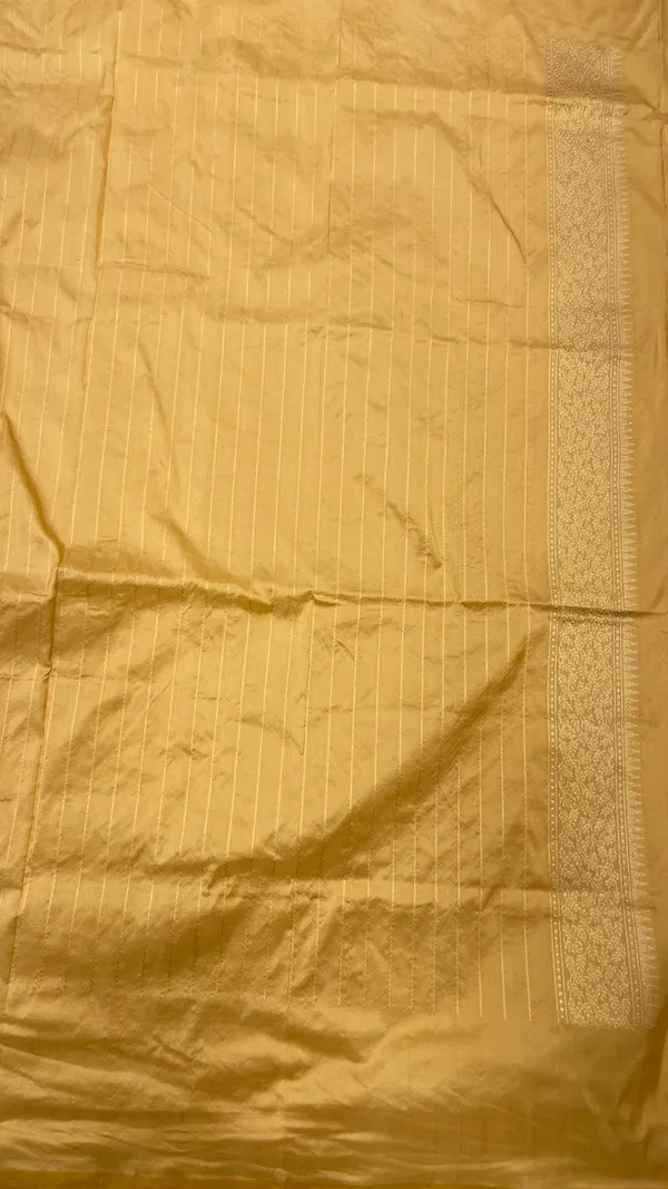 Humairah_Pure_Handwoven_Tussar_Katan_Silk_Kadhwa_Sona_Rupa_Zari_Booti_with_Kadhwa_Gold_Banarasi_Boota_Anchal_and_Tussar_Stripe_Blouse_Banarasi_Saree