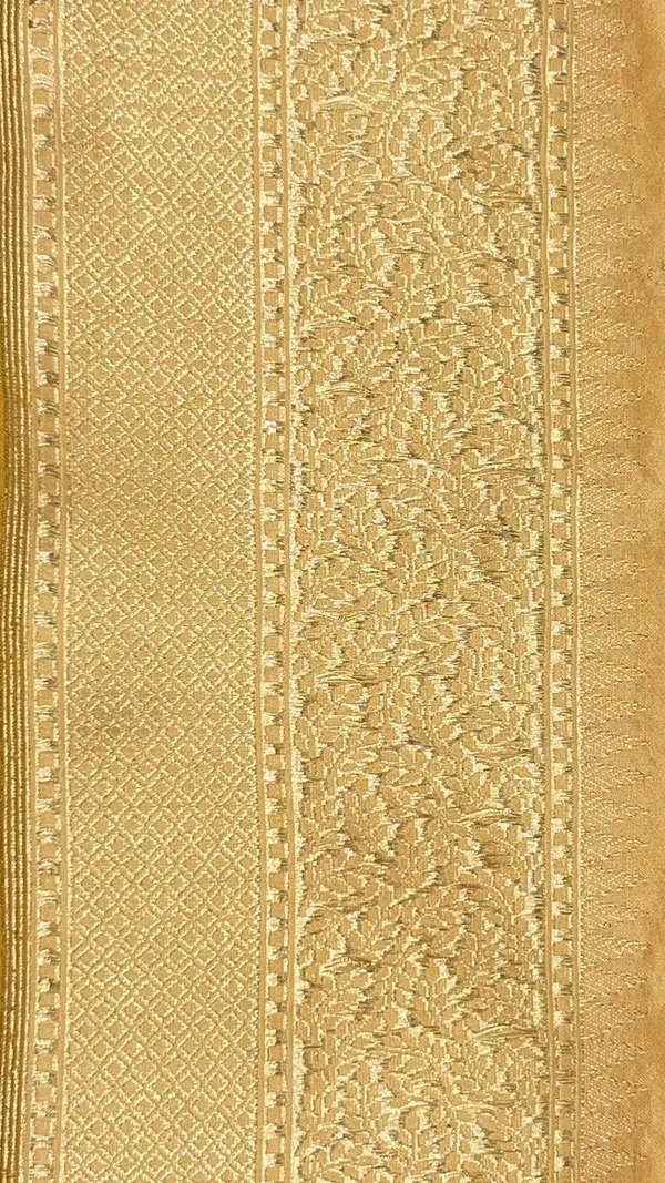 Humairah_Pure_Handwoven_Tussar_Katan_Silk_Kadhwa_Sona_Rupa_Zari_Booti_with_Kadhwa_Gold_Banarasi_Boota_Anchal_and_Tussar_Stripe_Blouse_Banarasi_Saree