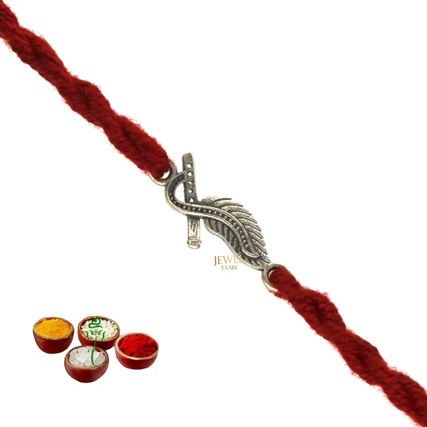 Silver_Pure_925_Sterling_Rakhi_For_Brother_Raksha_Bandhan_With_Pure_Cotton_Thread_For_Men,_Boys,_Rakhis_Flute