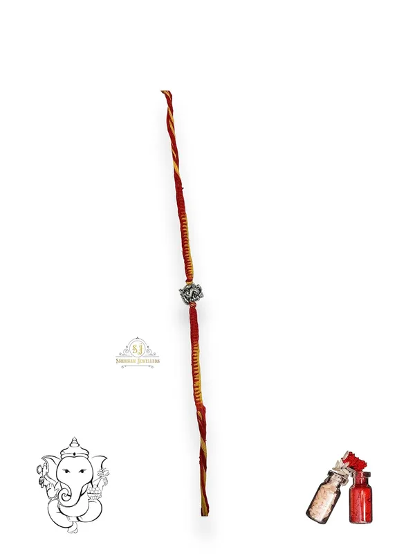 Silver_925_Sterling_Rakhi_For_Brother_Blessing_Ganesha_Raksha_Bandhan_Pure_Cotton_For_Men,_Boys,_Kids_Rakhi_With_Roli_Chawal
