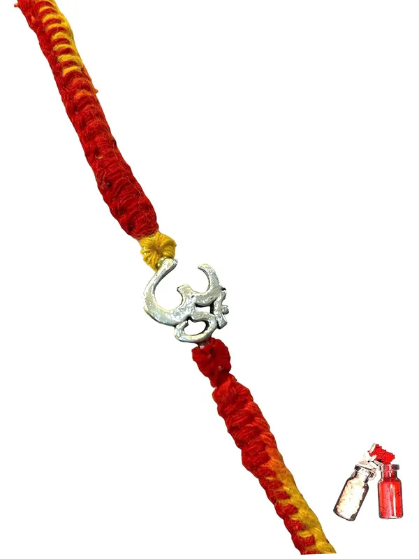 Silver_925_Sterling_Rakhi_For_Brother_Small_Om(N)_Raksha_Bandhan_Pure_Cotton_For_Men_Boys_Kids_Rakhi_With_Roli_Chawal