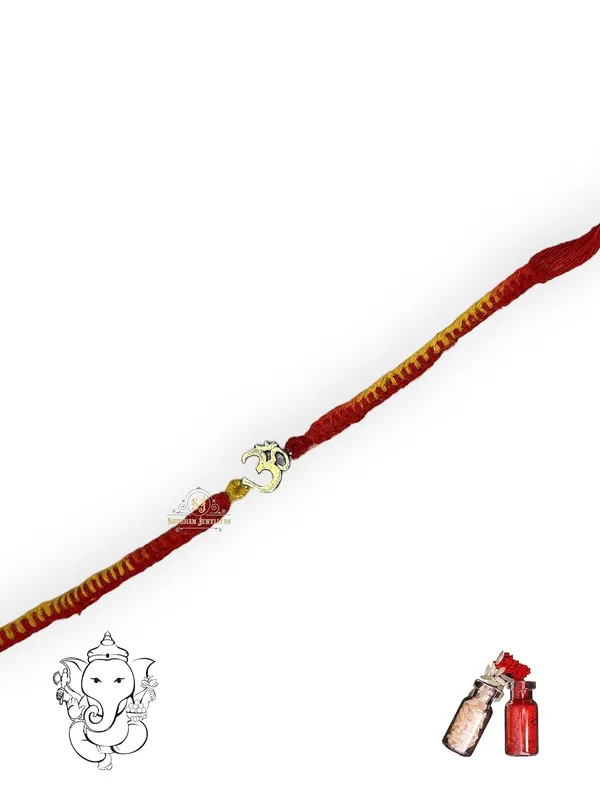 Silver_925_Sterling_Rakhi_For_Brother_Small_Om(N)_Raksha_Bandhan_Pure_Cotton_For_Men_Boys_Kids_Rakhi_With_Roli_Chawal
