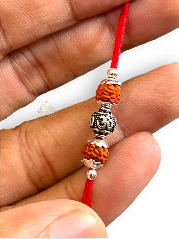 Silver_925_Sterling_Rakhi_For_Brother_Rudraksha_Rakhi_Raksha_Bandhan_Pure_Cotton_For_Men_Boys_Kids_Rakhi_With_Roli_Chawal_(Rudraksha_Om)