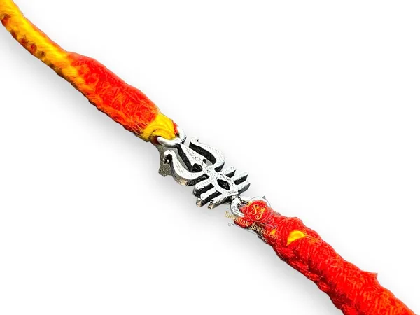 Silver_925_Sterling_Rakhi_For_Brother_Shiva_Tilak_Raksha_Bandhan_Pure_Cotton_For_Men,_Boys,_Kids_Rakhi_With_Roli_Chawal