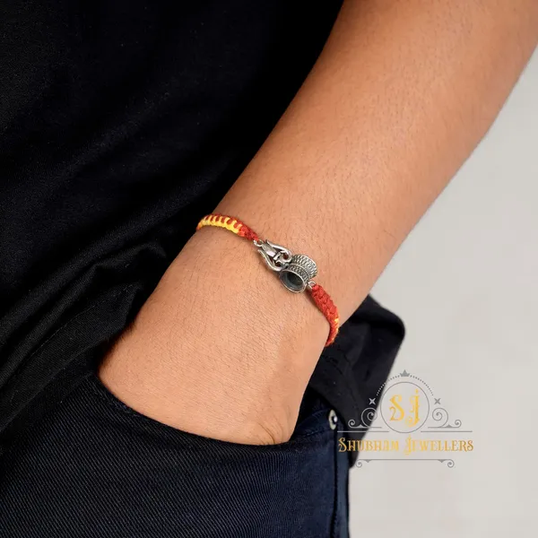 Silver_Pure_925_Sterling_Rakhi_For_Brother_Raksha_Bandhan_With_Pure_Cotton_Thread_For_Men,_Boys,_Rakhis_By_Trishool_Damru