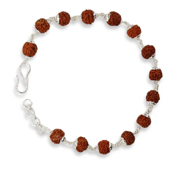 Silver_925_Sterling_Handmade_Dual_Wire_Stylish_Rudraksha_Rakhi_For_Men_(_6_Mm_Natural_Beads_Om_Para)_(Plain_Rudrakasha)