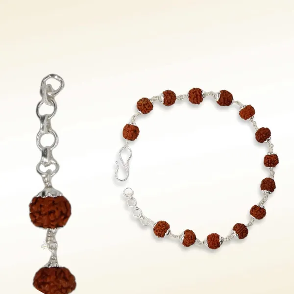 Silver_925_Sterling_Handmade_Dual_Wire_Stylish_Rudraksha_Rakhi_For_Men_(_6_Mm_Natural_Beads_Om_Para)_(Plain_Rudrakasha)