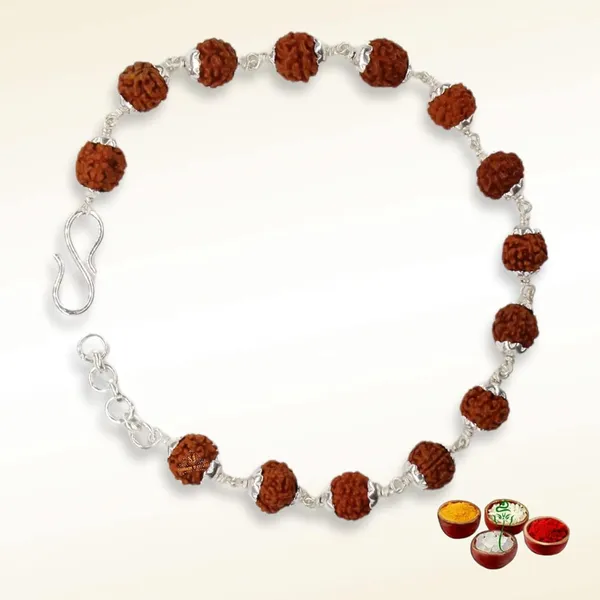 Silver_925_Sterling_Handmade_Dual_Wire_Stylish_Rudraksha_Rakhi_For_Men_(_6_Mm_Natural_Beads_Om_Para)_(Plain_Rudrakasha)