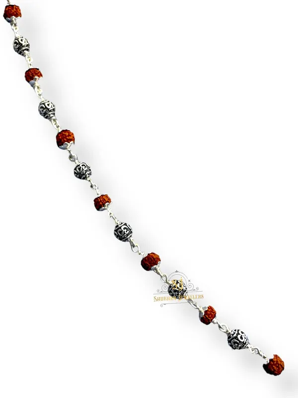 Silver_925_Sterling_Handmade_Dual_Wire_Stylish_Rudraksha_Rakhi_For_Men_6_Mm_Natural_Beads_Om_Para_(6Mm_-9Om)