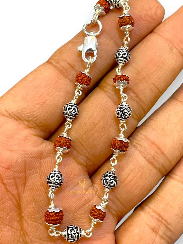 Silver_925_Sterling_Handmade_Dual_Wire_Stylish_Rudraksha_Rakhi_For_Men_6_Mm_Natural_Beads_Om_Para_(6Mm_-9Om)
