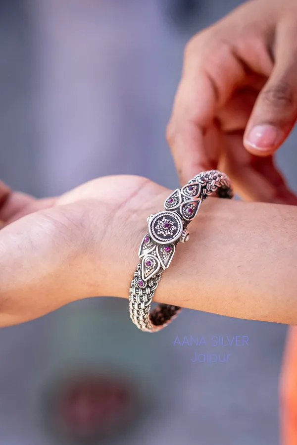 925_Pure_Sterling_Silver_|_Aabharan_Statement_Unique_Bracelet_|_Well_Stamped_&_Hallmarked