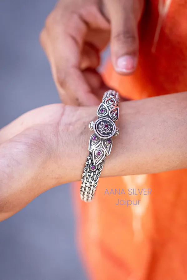 925_Pure_Sterling_Silver_|_Aabharan_Statement_Unique_Bracelet_|_Well_Stamped_&_Hallmarked