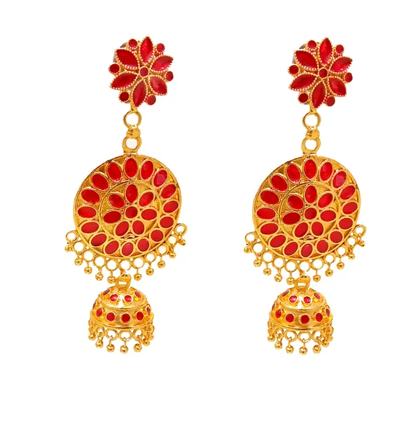 Assamese_Traditional_Red_Jhumka_Earring_For_Girls_&_Women