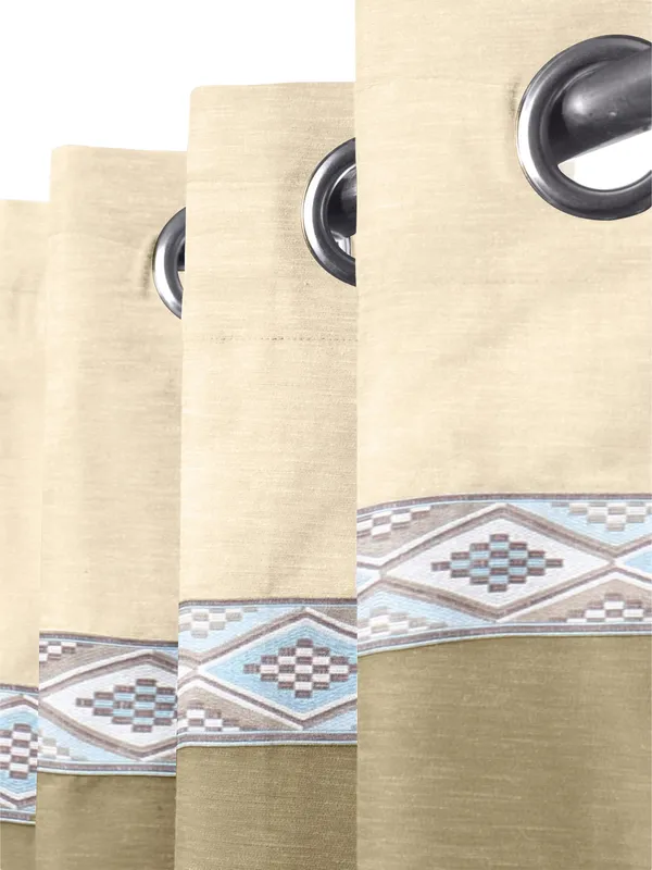 Pack_of_2_Cotton_Light_Beige-Blue_Arizona_ikatee_Collection_Curtain_Set_for_Window_and_Door