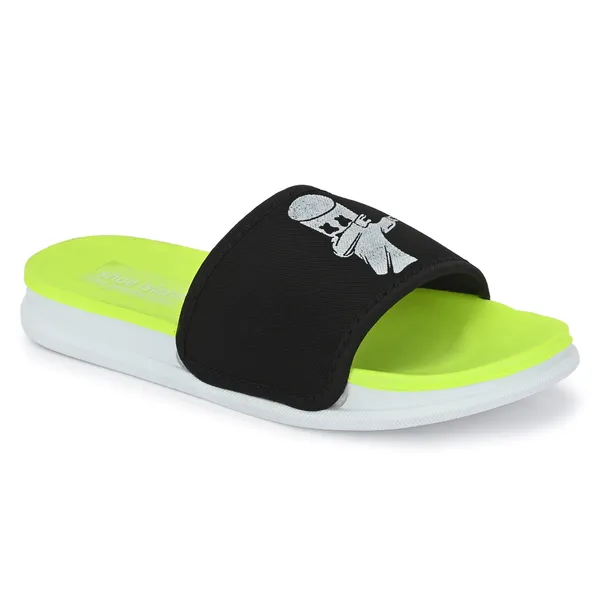 Neon_Green_Silicon_Strap_And_Pvc_Slip_On_Sliders_For_Men