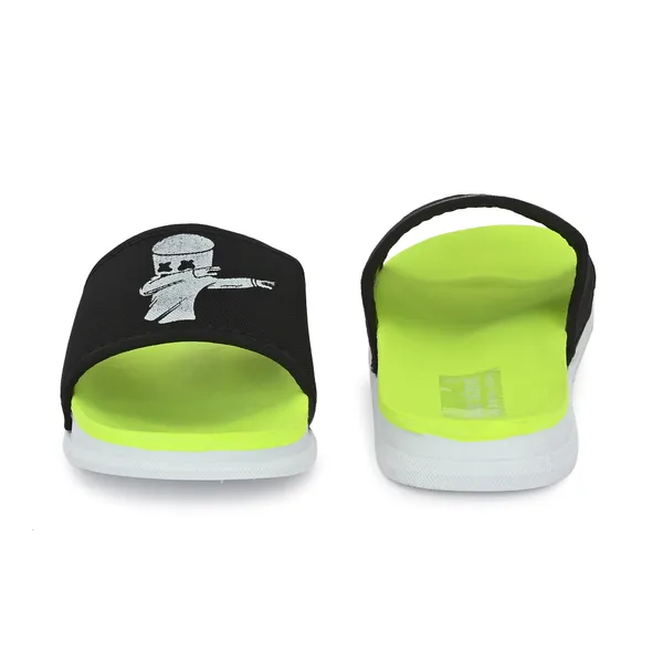 Neon_Green_Silicon_Strap_And_Pvc_Slip_On_Sliders_For_Men