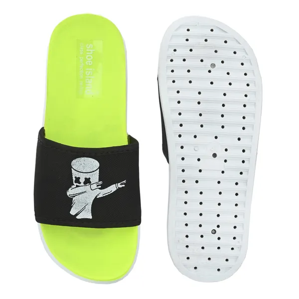 Neon_Green_Silicon_Strap_And_Pvc_Slip_On_Sliders_For_Men