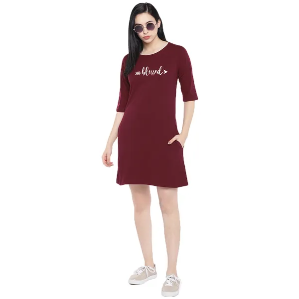 Long_Tshirt_Dress_For_Women_And_Girls_Maroon