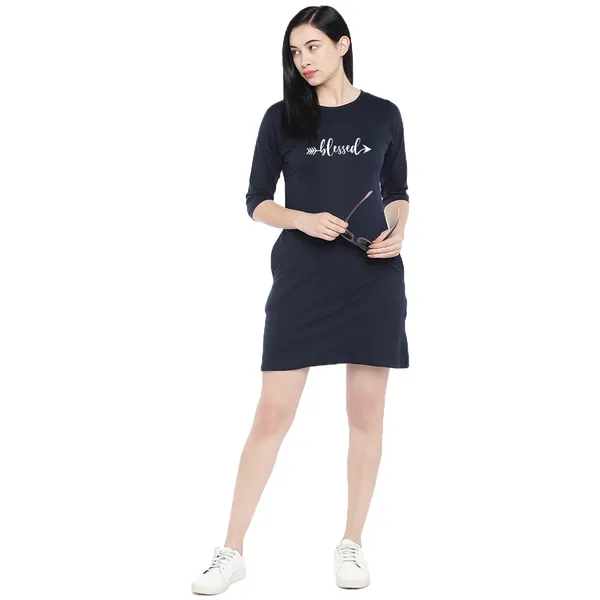 Long_Tshirt_Dress_For_Women_And_Girls_Navy_Blue