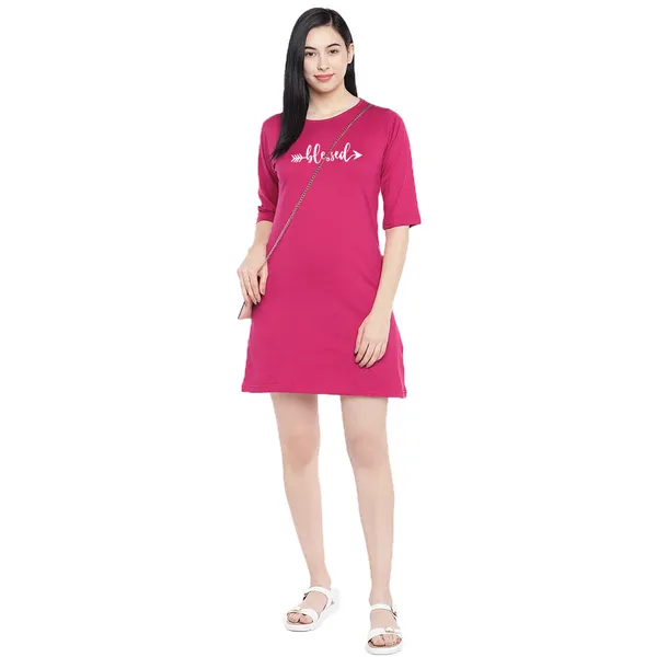 Long_Tshirt_Dress_For_Women_And_Girls_Dark_Pink