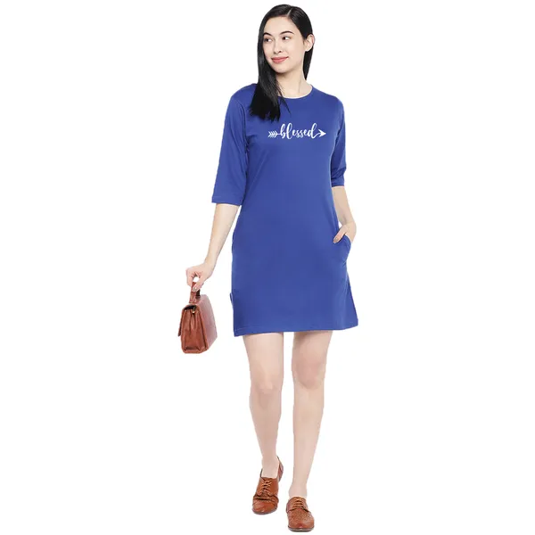 Long_Tshirt_Dress_For_Women_And_Girls_Royal_Blue