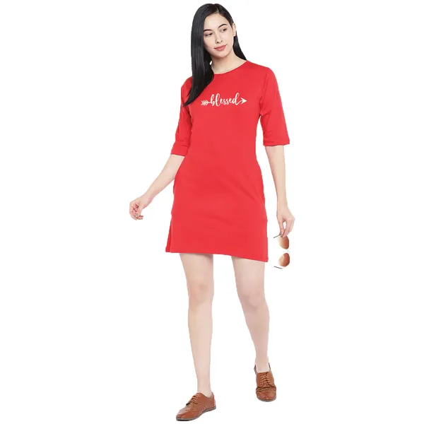 Long_Tshirt_Dress_For_Women_And_Girls_Red