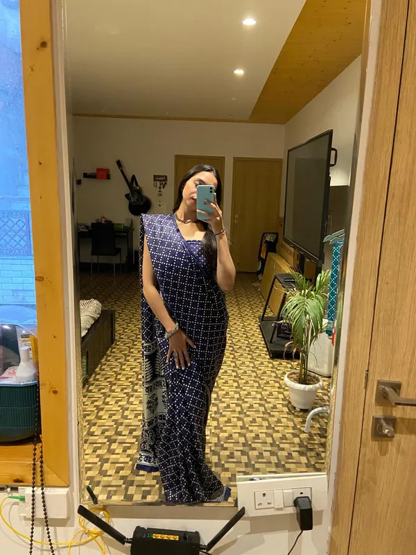 Ikkat_Print_Pure_Soft_Cotton_saree_With_Blouse_Piece