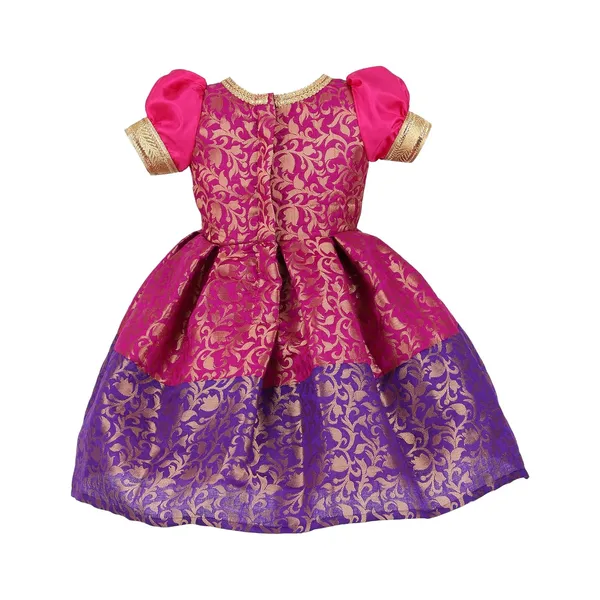 Purple_Brocade_Printed_Round_Neck_Dress_For_Girls