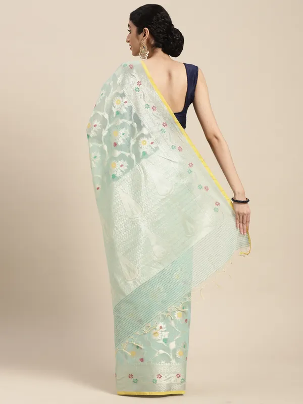 Sea_Green_Masrise_Cotton/Cotton_Banarasi_Sarees_For_Women