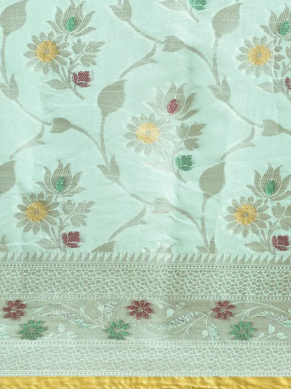 Sea_Green_Masrise_Cotton/Cotton_Banarasi_Sarees_For_Women