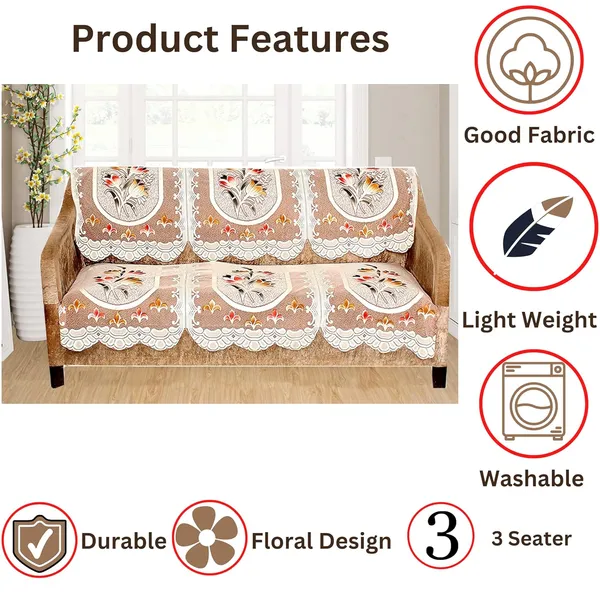 Polyester_Cotton_Blended_Floral_Print_3_Seater_Sofa_Cover,_Brown