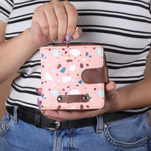 Baby_Pink_Women'S_Wallet_Wallet_For_Women_Card_Holder_Colo_Stone_Print_Premium_Vegan_Faux_Leather_Wallet_Compact_Size_4.25"_X_4.25"_X_1"_Inch