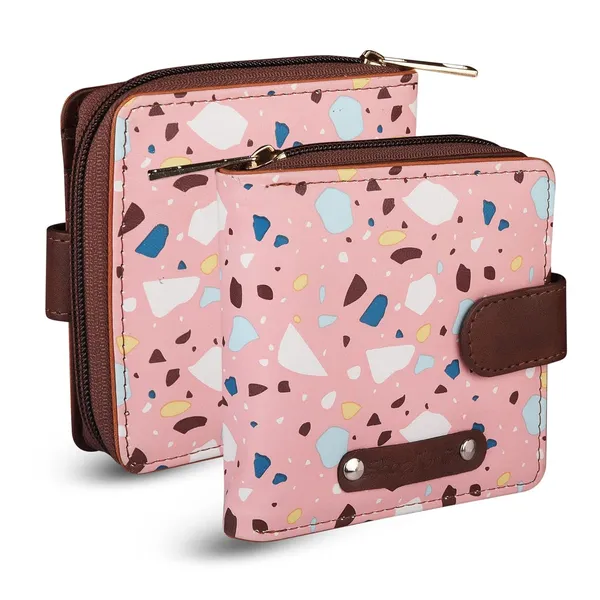 Baby_Pink_Women'S_Wallet_Wallet_For_Women_Card_Holder_Colo_Stone_Print_Premium_Vegan_Faux_Leather_Wallet_Compact_Size_4.25"_X_4.25"_X_1"_Inch