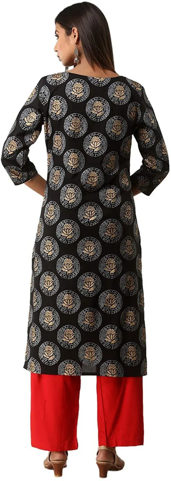 Stylish_&_Elegant___Women_Printed_A-line_Kurta_(Black)