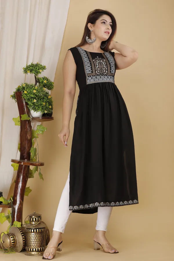 Black_Printed_Ethnic_Dress_Kurta_For_Women