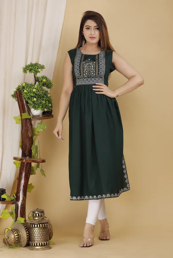 Green_Printed_Ethnic_Dress_Kurta_For_Women