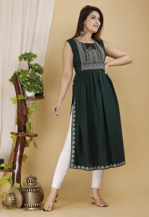 Green_Printed_Ethnic_Dress_Kurta_For_Women