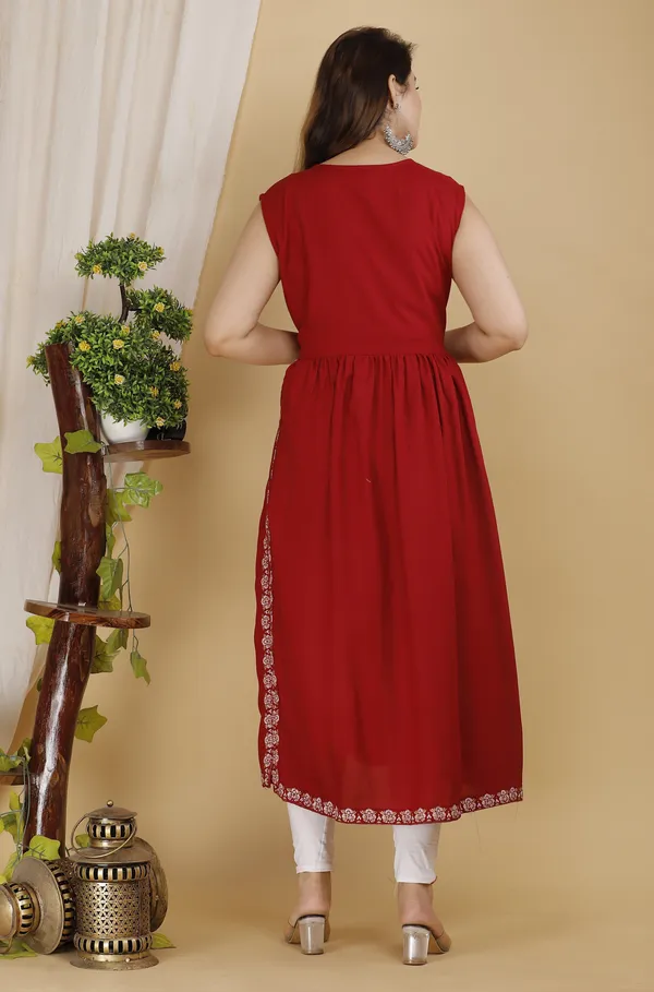 Maroon_Printed_Ethnic_Dress_Kurta_For_Women