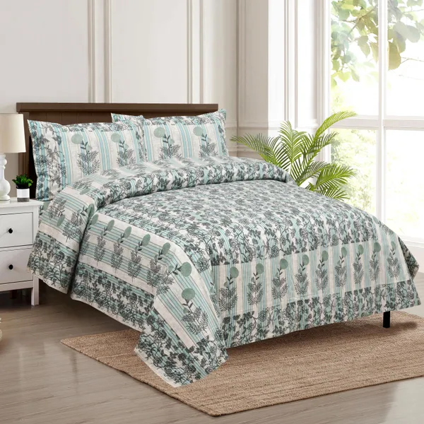 320_TC_King_Size_Premium_100%_Cotton__Fitted_and_Flat_Bedsheet_With_Two_Pillow_Covers_(80x76_Inches)