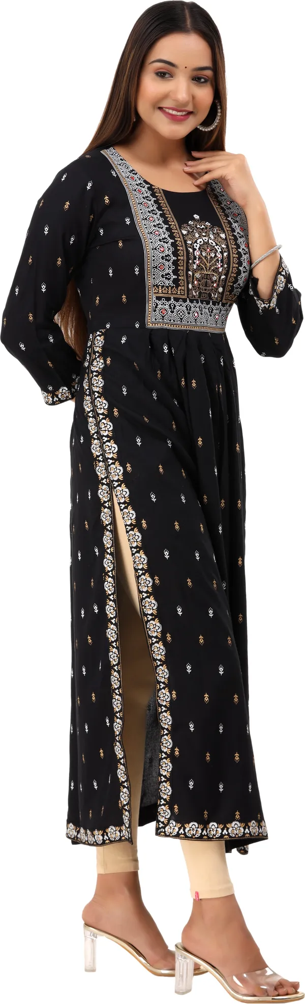 Black_Printed_Frontslit_Kurta_For_Women