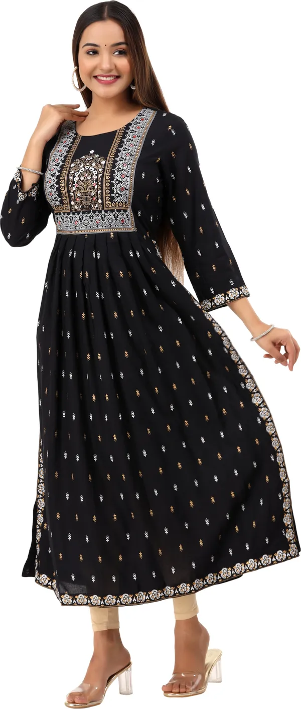 Black_Printed_Frontslit_Kurta_For_Women