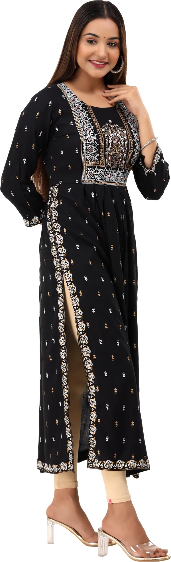 Black_Printed_Ethnic_Dress_Kurta_For_Women