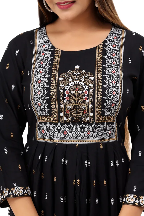 Black_Printed_Ethnic_Dress_Kurta_For_Women