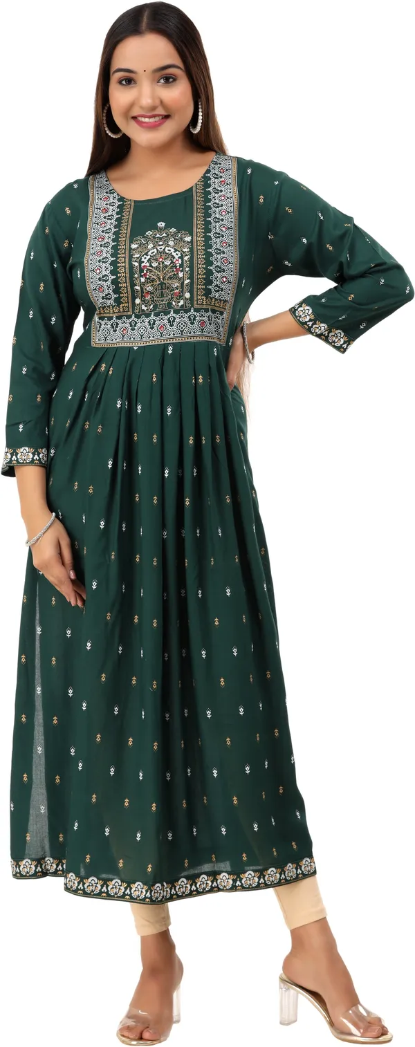 Green_Printed_Ethnic_Dress_Kurta_For_Women